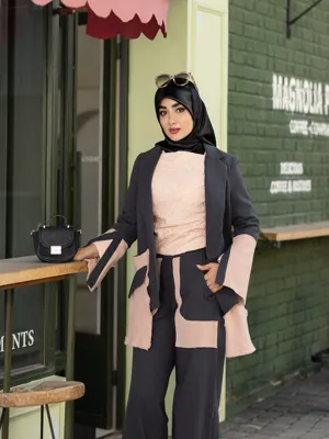 کت و شلوار طوسی صورتی